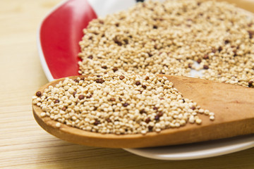 Quinoa on wood cutlery