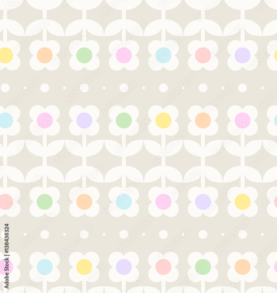 Poster seamless retro pattern with flowers