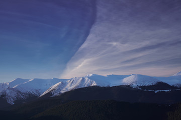 Winter mountain view of Chornogora