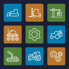 Set of 9 machinery outline icons