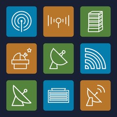 Set of 9 satellite outline icons