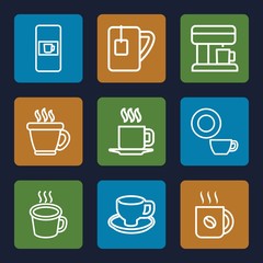 Set of 9 caffeine outline icons