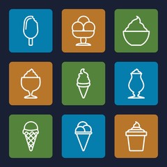 Set of 9 frozen outline icons
