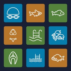 Set of 9 swimming outline icons
