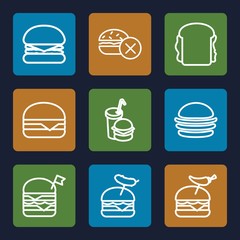 Set of 9 burger outline icons