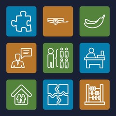 Set of 9 group outline icons