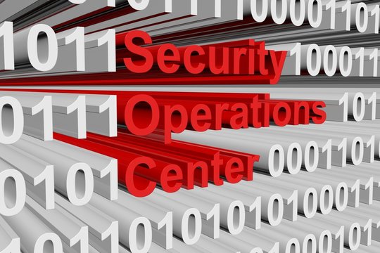 security operations center in the form of binary code, 3D illustration