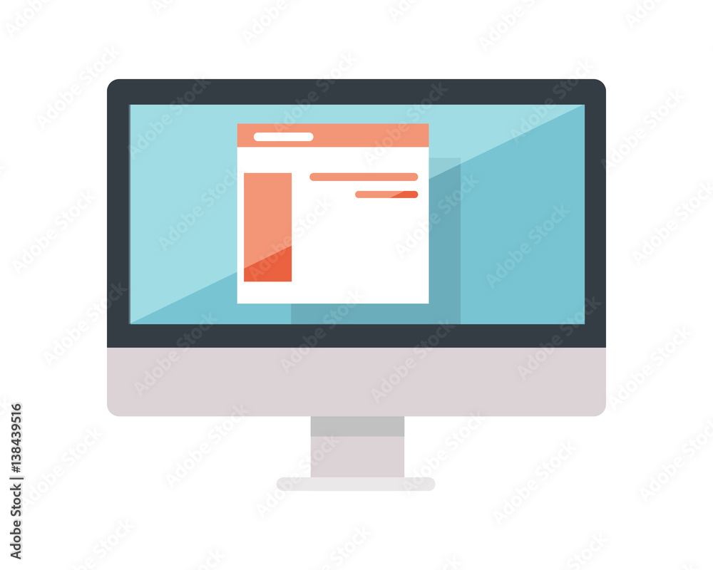 Poster web design of site on the monitor display isolated