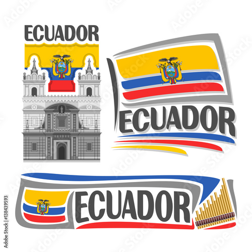 "Vector logo Ecuador, isolated images church St. Francis in Quito on