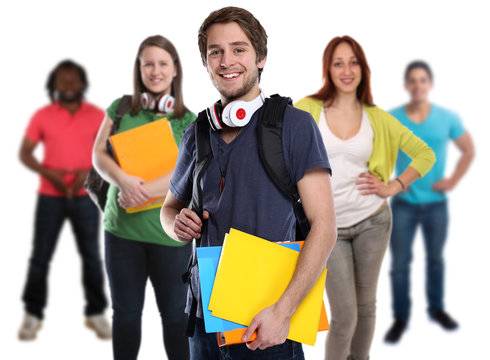 Studenten Gruppe junge jung lachen Leute Menschen People Jugendliche Freisteller