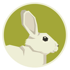 Wild animals collection White hare Geometric style icon round