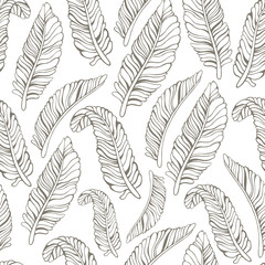 Tropical trendy seamless pattern with exotic palm leaves.