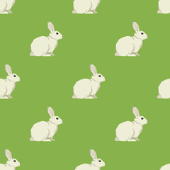 Wild animals collection White hare Geometric style Seamless pattern