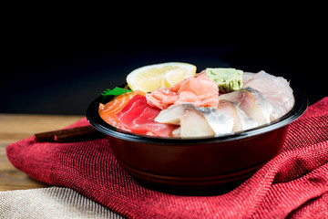 japanese food Mix Sashimi Chirashi Rice Bowl