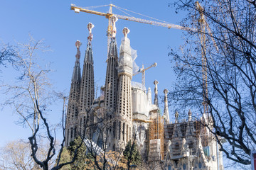 BARCELONA SPAIN - February 9, 2017: street view of Old town in Barcelona, is the capital city of the autonomous community of Catalonia in the Kingdom of Spain,February 9, 2017 in Barcelona Spain.