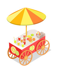 Fresh Citrus Juice Trolley in Isometric Projection