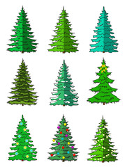 Fir-tree set different colors. Flat.