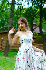 beautiful girl in a white dress