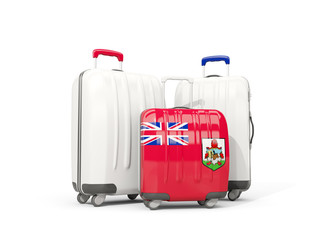 Luggage with flag of bermuda. Three bags isolated on white