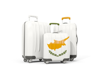 Luggage with flag of cyprus. Three bags isolated on white