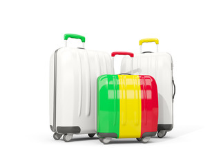 Luggage with flag of mali. Three bags isolated on white
