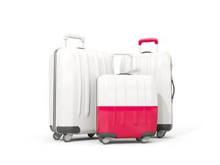 Luggage with flag of poland. Three bags isolated on white