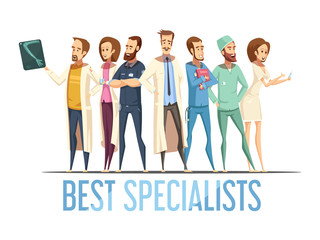 Best Medical Specialists Cartoon Style Illustration