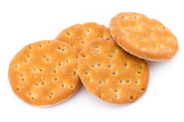 Short pastry cookies isolated on white background.