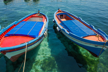 Obraz na płótnie Canvas Boats in Mondello, near Palermo, Italy
