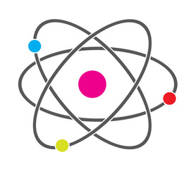 Atom icon vector isolated in white background.