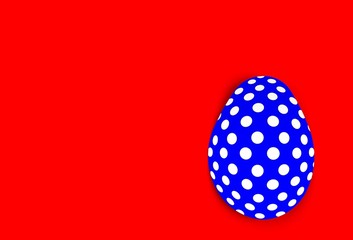 Colorful easter egg isolated on red background, paper art and craft style.