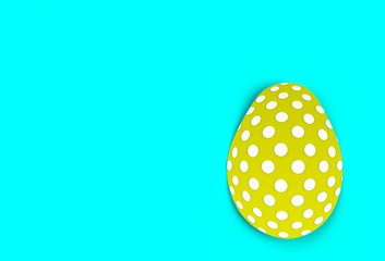 Colorful easter egg isolated on blue background, paper art and craft style.