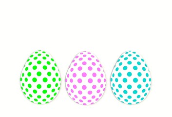 Colorful easter eggs isolated on white background, paper art and craft style.