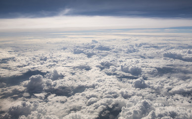 Sky and clouds The view out of an airplane    