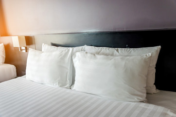 Fototapeta na wymiar pillows on bed