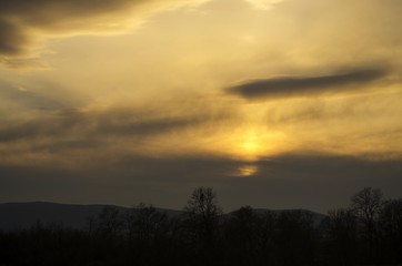 Fototapeta na wymiar sunset in february