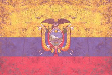 Vintage Ecuador flag texture  on leather