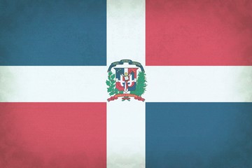 Grunge Dominican Republic flag background  on denim