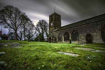Long exposure of English church in Yorkshire