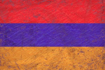 Vintage Armenia flag  on textured stucco