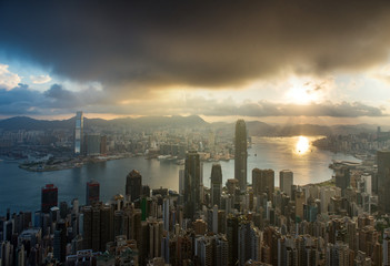 view of the city and the bay from Victoria Peak