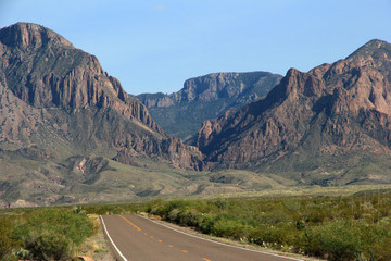 Open Stretch of Road through US National Park Brings to Mind Vacation and Escape from the Day to Day Life