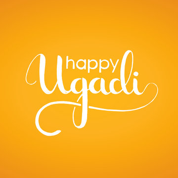 Happy Ugadi handwritten lettering