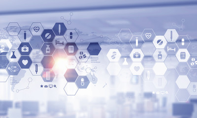 Medicine user modern interface . Mixed media