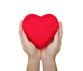 Red heart in hand