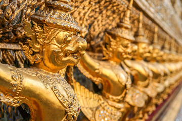 Golden sculptures in a temple