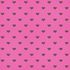 Romantic illustration. Hearts on pink background