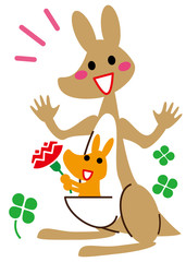 母の日　カンガルー親子