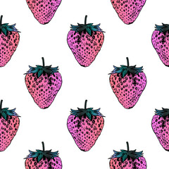 Strawberry vector pattern background