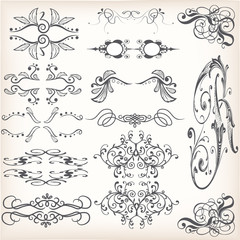 Nice set of victorian borders for design purposes on an old paper background